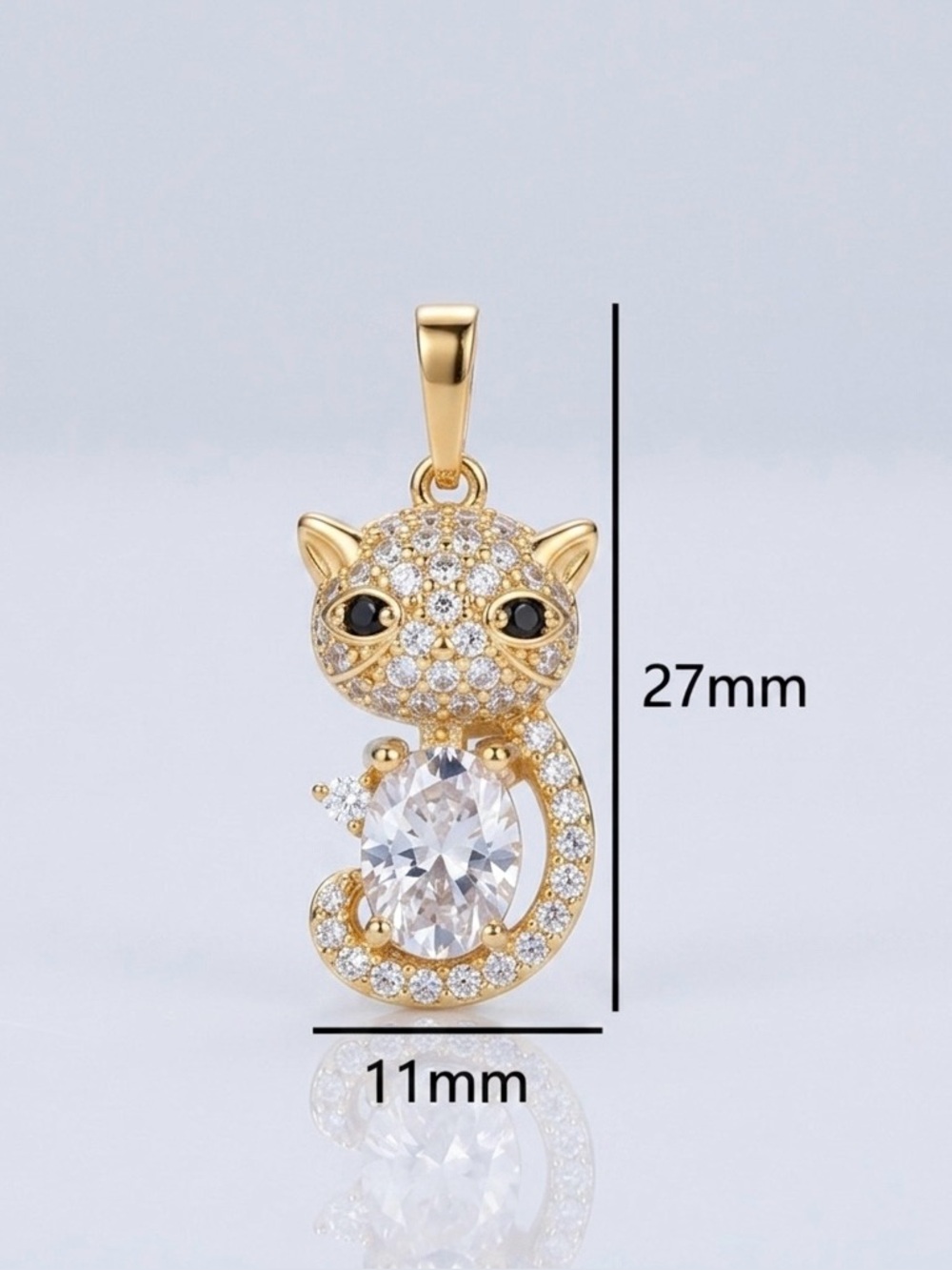 Cat Necklace | Real Crystal 18K Gold Plated Water Resistant Dainty Jewelry - Picture 7 of 12